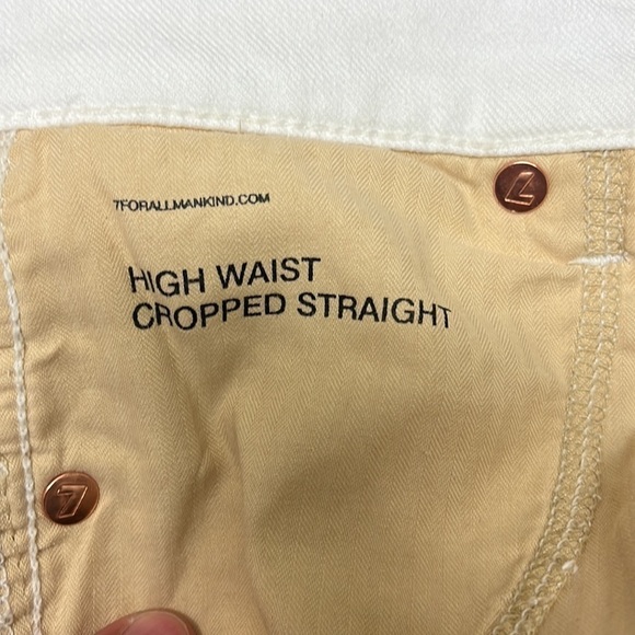 7 For All Mankind High Waisted Cropped Straight Leg White Jeans - Picture 11 of 11